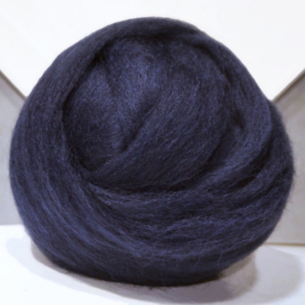 Midnight Blue Merino roving,  Needle Felting Spinning Fiber, Merino, roving, 1 oz, nuno wet felting, dark blue, blue black