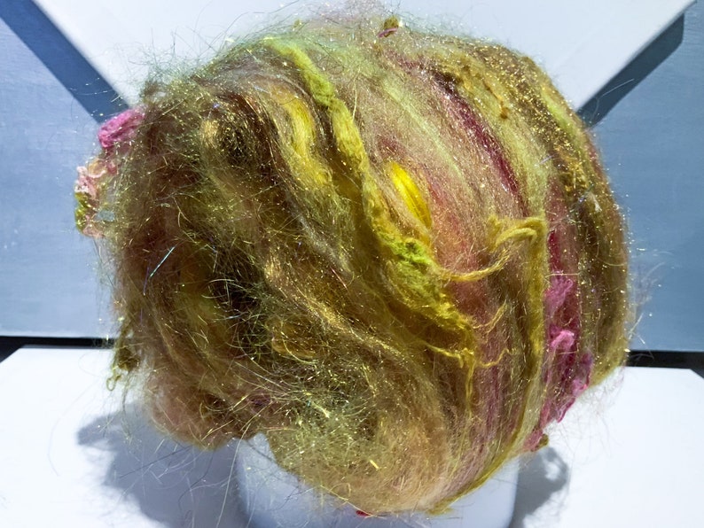 Textured, Surprise fiber art batt Wildethyme Surprise MTO 1-4oz, Sparkly Felting wool, spinning fiber, choose first color, new options image 2