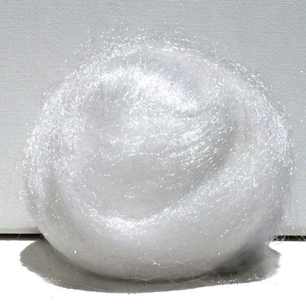 White, ecru Firestar, similar to Icicle top, roving , Felting Fiber, 1 oz, dyes easily w acid dyes or KoolAid, White, snow, clear, crystal