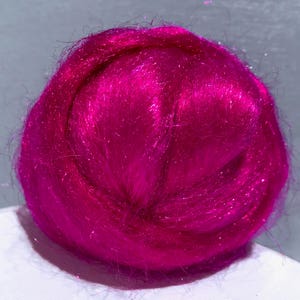 Magenta Firestar roving, Needle Wet Nuno Felting Spinning Fiber .5 oz red violet purple deep fuschia, synthetic dubbing image 1