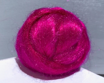 Magenta Firestar roving, Needle Wet Nuno Felting Spinning Fiber .5 oz red violet purple deep fuschia, synthetic dubbing