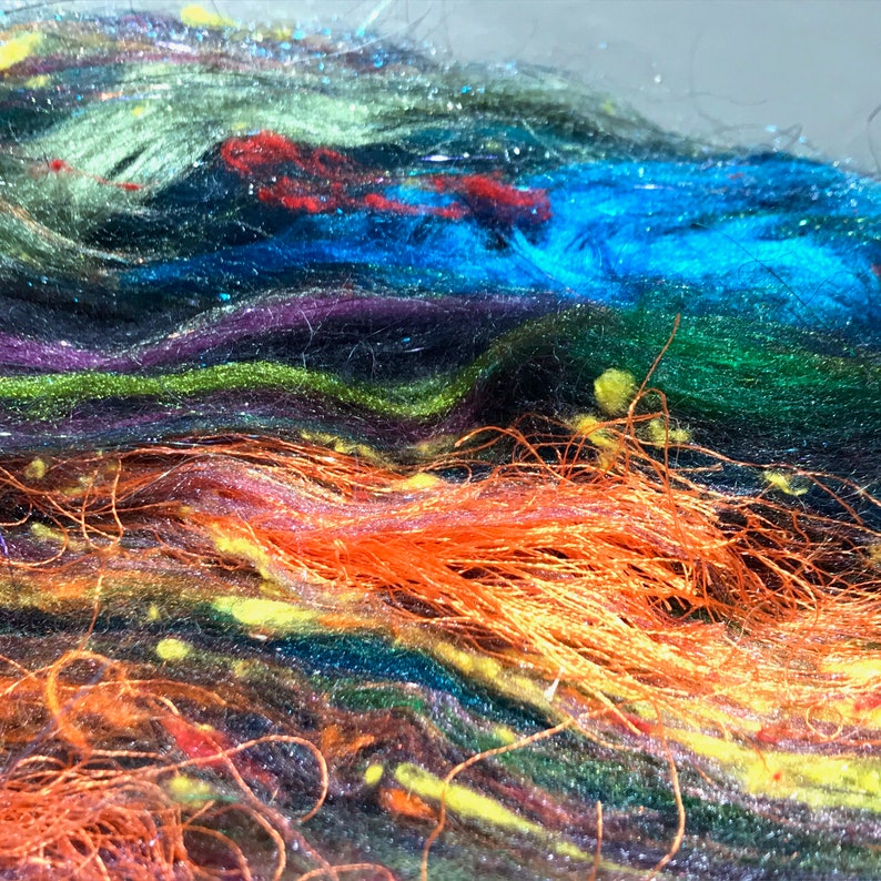 Textured, Surprise fiber art batt Wildethyme Surprise MTO 1-4oz, Sparkly Felting wool, spinning fiber, choose first color, new options image 5