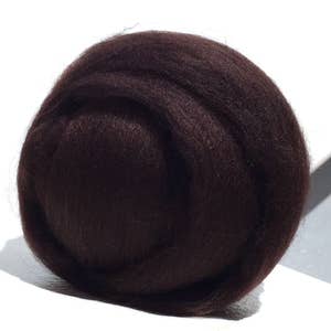 Dark Brown Merino Wool Roving, Needle Felting wool Spinning Fiber, Merino, 1 oz , &quot;Dark Chocolate&quot;, Cacao, Brown Merino roving