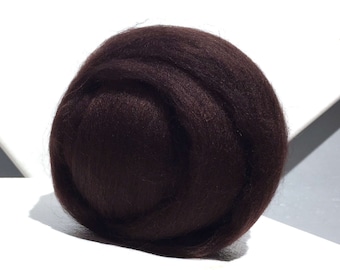 Dark Brown Merino Wool Roving, Needle Felting wool Spinning Fiber, Merino, 1 oz , "Dark Chocolate", Cacao, Brown Merino roving