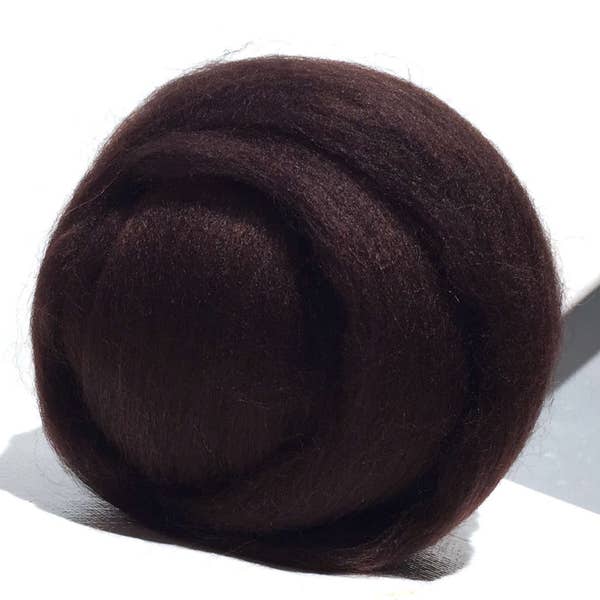 Dark Brown Merino Wool Roving, Needle Felting wool Spinning Fiber, Merino, 1 oz , "Dark Chocolate", Cacao, Brown Merino roving