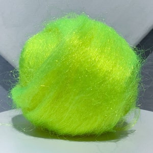 Acid Yellow Firestar, Needle Felting, Spinning Fiber, roving, .5 oz, Fluorescent, Neon Yellow, day glo, hi lighter blending fiber, fly tying image 4