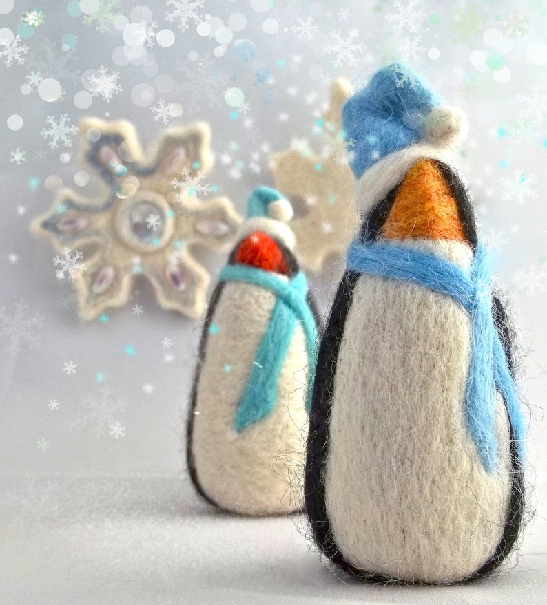 Needle Felting Tutorial DIY Winter Penguin Needle Felted Penguin wool ornament toy Winter, Instructions How To Needle Felt, INSTANT Download image 1