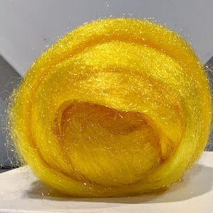 Golden Sparkly Firestar “Maize” Needle Felting, Spinning Fiber, roving, .5 oz,sun yellow, synthetic dubbing