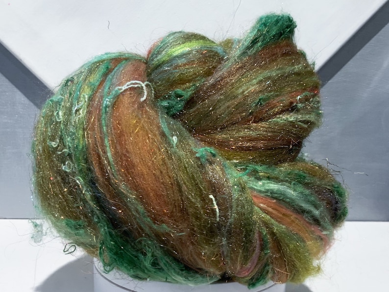 Textured, Surprise fiber art batt Wildethyme Surprise MTO 1-4oz, Sparkly Felting wool, spinning fiber, choose first color, new options image 6