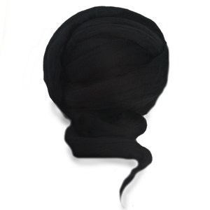 Black Merino Roving, Needle Felting wool, Spinning Fiber, Black, Merino wool, felting wool, black wool, black roving, black Merino image 3