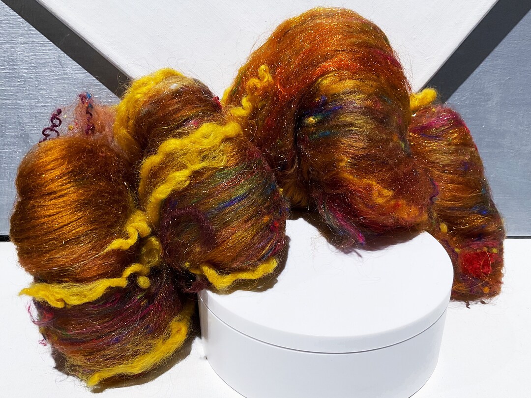 Orange Olive Fiber Art Batt pumpkin Festival rts Etsy