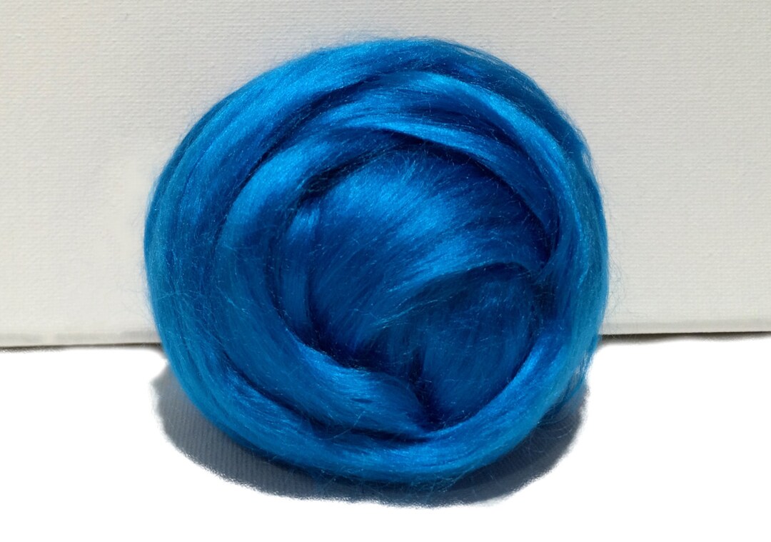 Blue Roving Azure Blue Bamboo Roving, Top, Felting Spinning, Vegan Fiber Silk ...