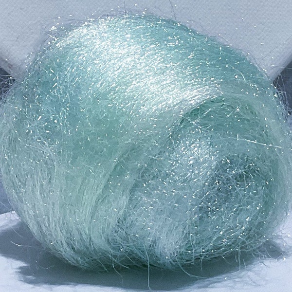 Mint green Firestar, Needle Felting, Spinning Fiber, roving, light pale green, mint, similar to Icicle Top, glitz