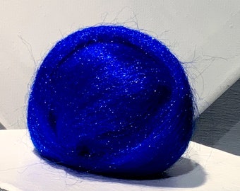 Blue Firestar “Cobalt” .5 oz Needle Felting, Spinning Fiber, roving, bright blue, synthetic dubbing