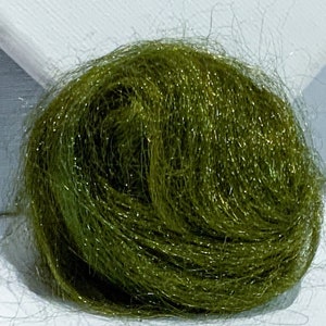 Olive Green Firestar, Needle Felting, Spinning Fiber, roving, .5 oz, medium green, gold green, similar to Icicle Top, ship free w wool