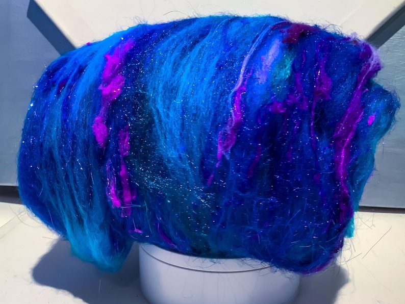 Textured, Surprise fiber art batt Wildethyme Surprise MTO 1-4oz, Sparkly Felting wool, spinning fiber, choose first color, new options image 3