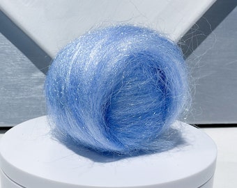 Pale blue Firestar roving “Baby Blue” .5 oz, Needle Felting Spinning Fiber