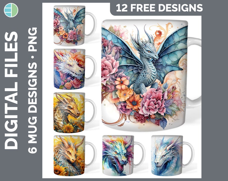 120 Watercolor Mug Wrap PNG Best Sellers Sublimation Designs Mega Bundle Style Set 2 of 3 Sunflower Coffee Cup HUGE Bundle Download image 8