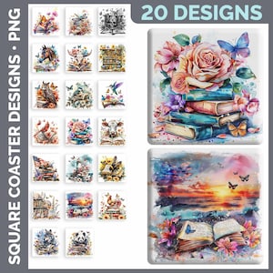 Square Coaster Bundle Google Drive Sublimation Designs | Drink Mat PNG Download image 14