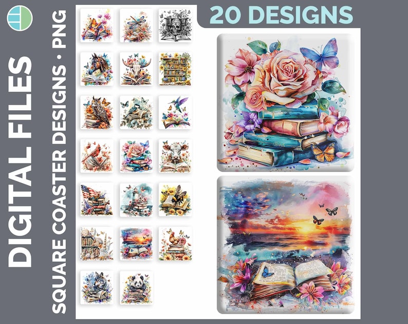 Square Coaster Bundle Google Drive Sublimation Designs | Drink Mat PNG Download image 14