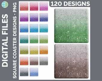 Glitter Ombre Coaster Bundle Sublimation PNG Sublimation Designs | Square Coasters HUGE Bundle Download