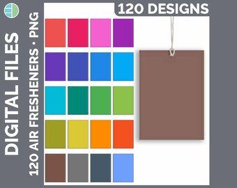 120 Solid Color Air Freshener PNG Sublimation Designs Mega Bundle | Pink • Red • Orange • Yellow • Blue • Green • Purple • Black • Brown