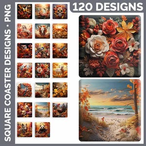 Square Coaster Bundle Google Drive Sublimation Designs | Drink Mat PNG Download image 4