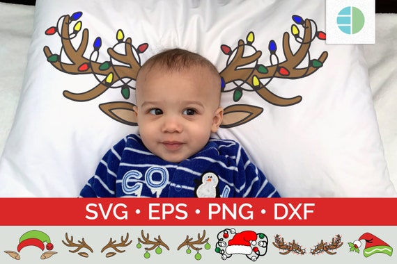 Christmas Pillowcase SVG PNG Bundle, Reindeer Antlers Elf Hat Cut File, Holiday Pillowcase Digital Download, Cricut Christmas Craft