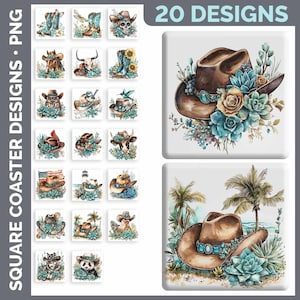 Square Coaster Bundle Google Drive Sublimation Designs | Drink Mat PNG Download image 18