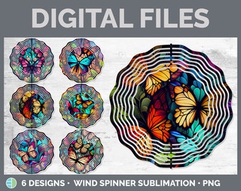 Stained Glass Butterfly Wind Spinner | Insect Sublimation Designs Bundle | Butterflies Wind Spinner Sublimation PNG Download