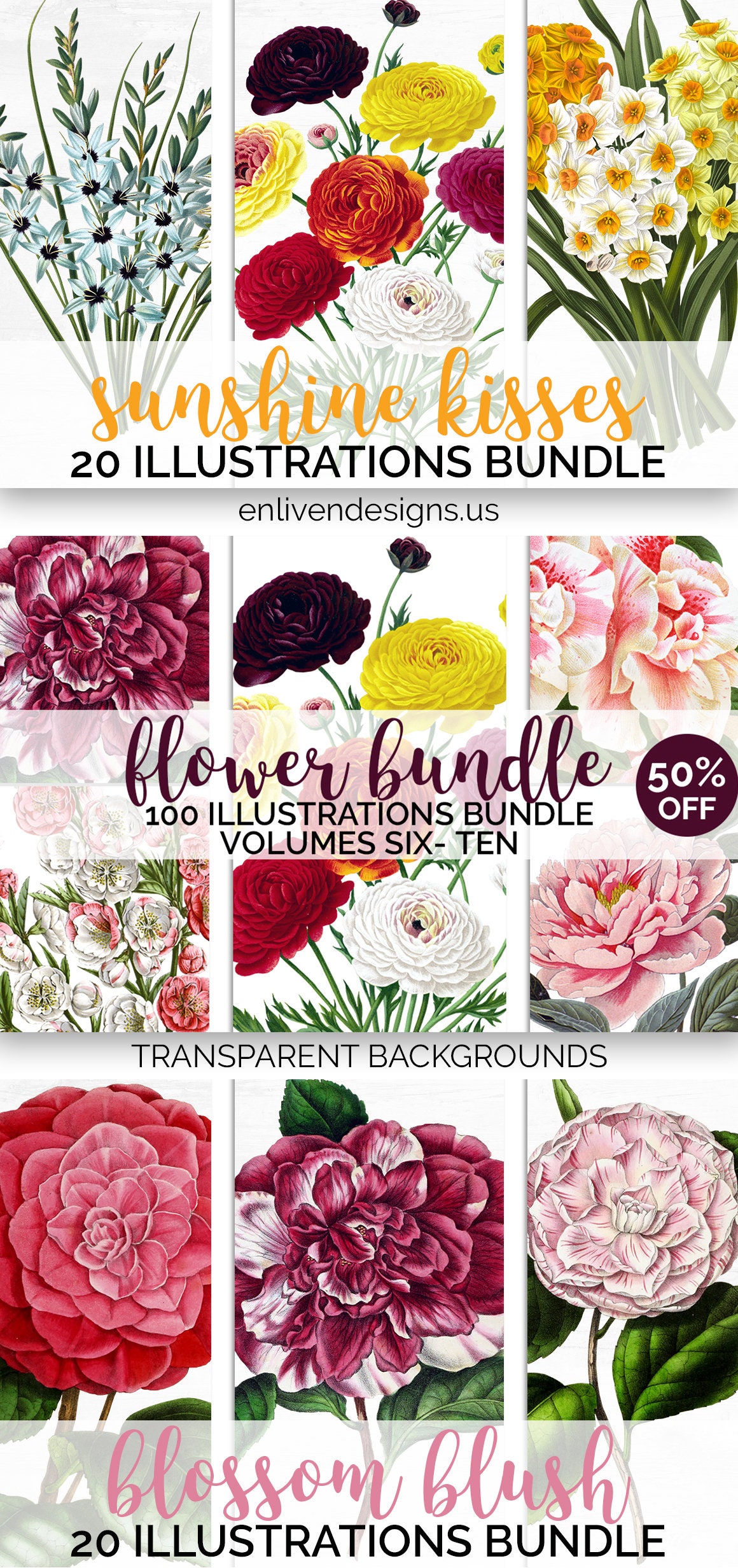 Flowers Clipart Bundle Vintage Floral Printable Download Etsy Flowers Clipart Bundle Vintage Floral Printable Download Etsy
