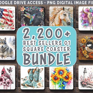 Square Coaster Bundle Google Drive Sublimation Designs | Drink Mat PNG Download
