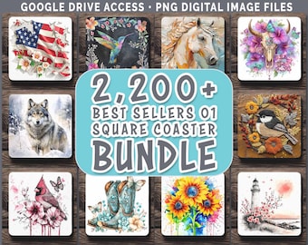 Quadratisches Untersetzer-Bundle Google Drive Sublimation Designs | Getränke Mat PNG Download