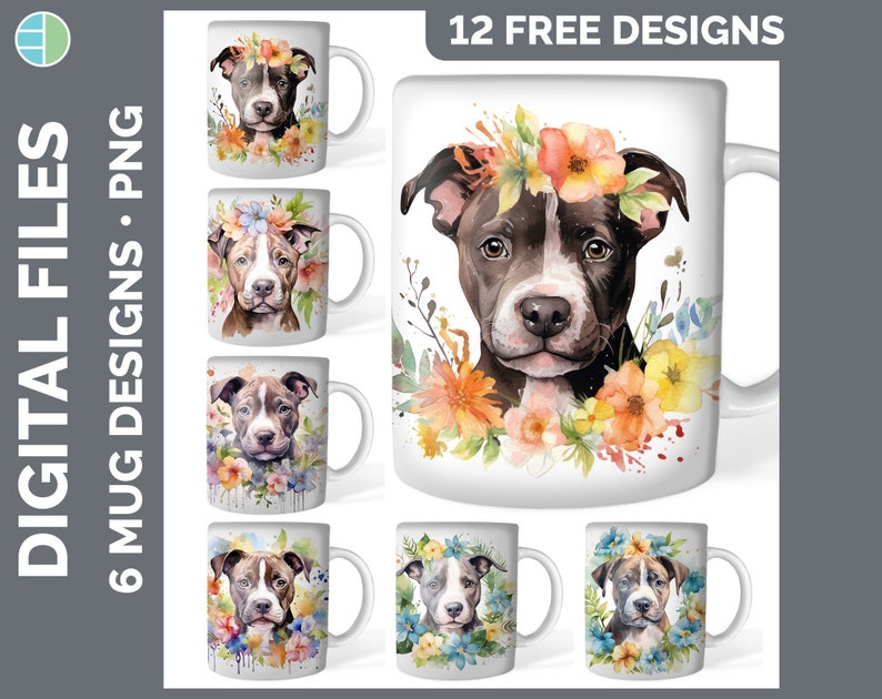 Watercolor Floral Dog Mug Mega Bundle Sublimation Download | Style Set ...