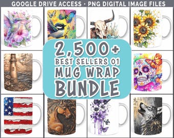 Mug Wrap Big Bundle Drive PNG 3D Best Sellers Sublimation Designs | Digital Download