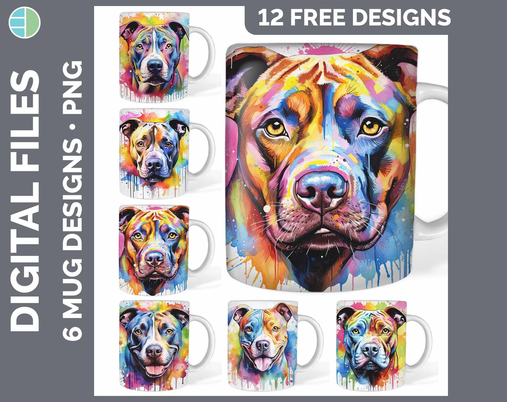 120 Rainbow Dog Mug Wraps PNG | Style Set 3 of 4 | Instant Digital ...