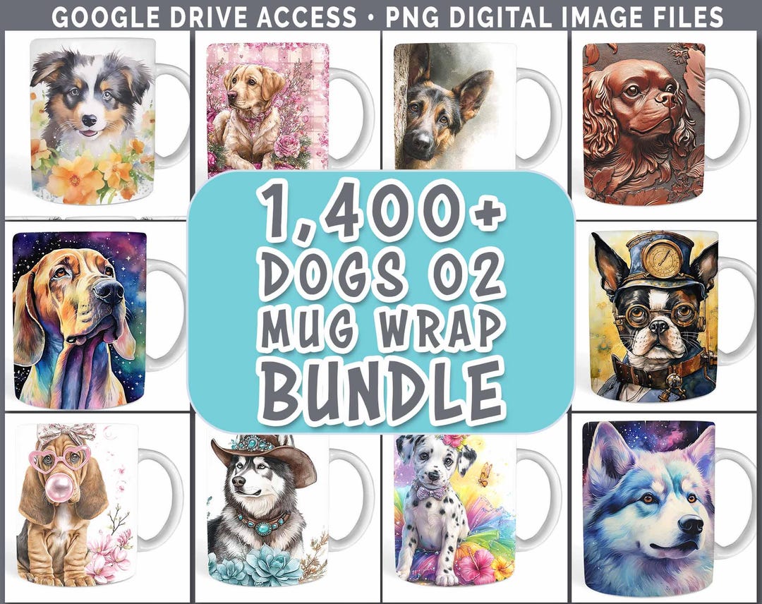 Dog Breeds Mug Bundle PNG Sublimation Designs | Dogs 02 Download German ...