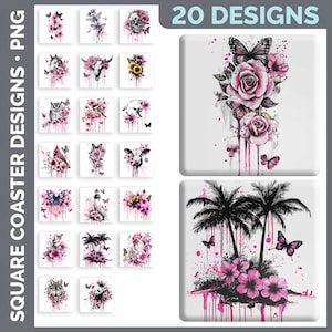 Square Coaster Bundle Google Drive Sublimation Designs | Drink Mat PNG Download image 17
