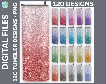 Glitter Ombre Tumbler Bundle Sublimation | Plain 20oz Tumbler Background PNG | Pink • Red • Orange • Yellow • Blue • Green • Purple • Black