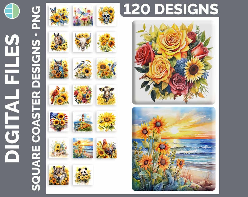 Square Coaster Bundle Google Drive Sublimation Designs | Drink Mat PNG Download image 12