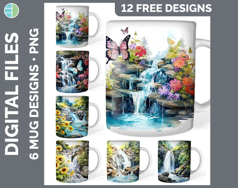 120 Watercolor Mug Wrap PNG Best Sellers Sublimation Designs Mega Bundle Style Set 2 of 3 Sunflower Coffee Cup HUGE Bundle Download image 10