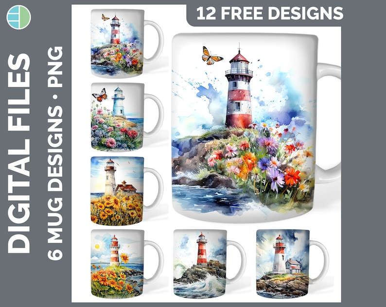 120 aquarelle Mug Wrap PNG Best Sellers Sublimation Designs Mega Bundle Ensemble de styles 1 sur 3 Tasse à café Tournesol ÉNORME Bundle Télécharger image 9