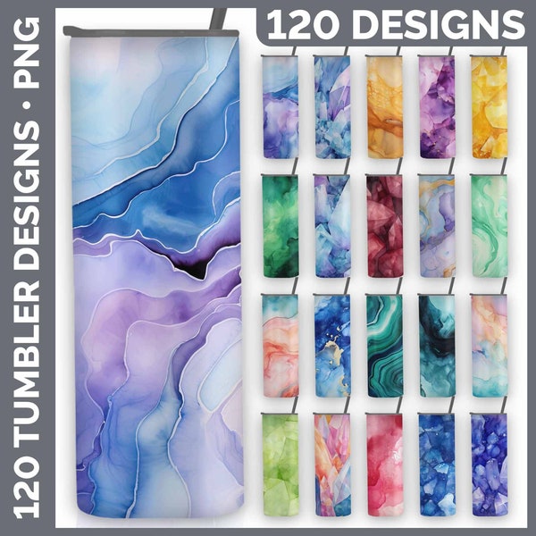 120 Watercolor Gems Tumbler Wrap PNG Sublimation Designs Mega Bundle | Solid Color Tumbler Backgrounds HUGE Bundle Download