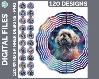Galaxy Dog Wind Spinner Mega Bundle | Style Set 1 of 4 | Sublimation Floral Digital Download PNG | Dog Wind Spinner Bundle