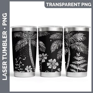Wildflowers Beach Tumbler Laser Engrave PNG, Full Wrap Design for 20oz Tumbler, Digital Download Design For Rotary