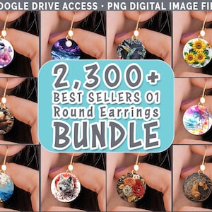 Round Earrings PNG Big Bundle Drive 3D Best Sellers 01 Sublimation Designs | Circles Digital Download