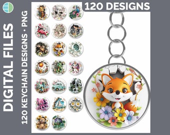 120 3D Hole in the Wall Keychain PNG Best Sellers Sublimation Designs Mega Bundle | Style Set 2 of 3 | HUGE Bundle Key Ring Download