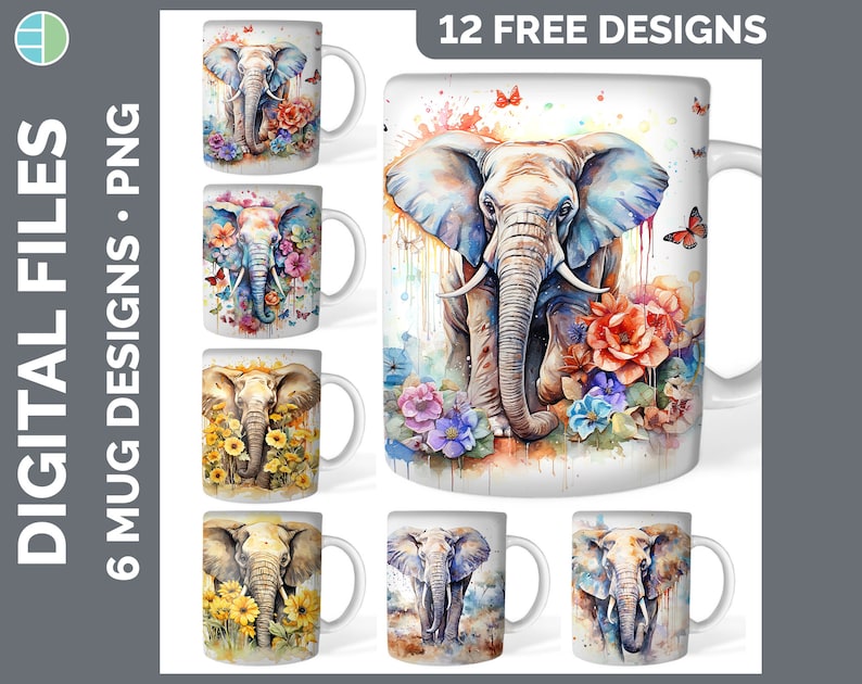 120 Watercolor Mug Wrap PNG Best Sellers Sublimation Designs Mega Bundle Style Set 2 of 3 Sunflower Coffee Cup HUGE Bundle Download image 4