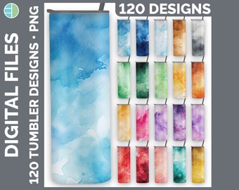 120 Watercolor Tumbler Wrap PNG Sublimation Designs Mega Bundle | Solid Color Tumbler Backgrounds HUGE Bundle Download