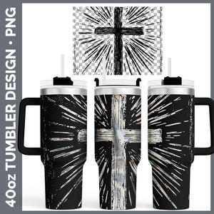 Christian Cross Tumbler Laser Engrave PNG, Tropical, Full Wrap Design for 40oz Tumbler, Digital Download Design, PNG For Rotary